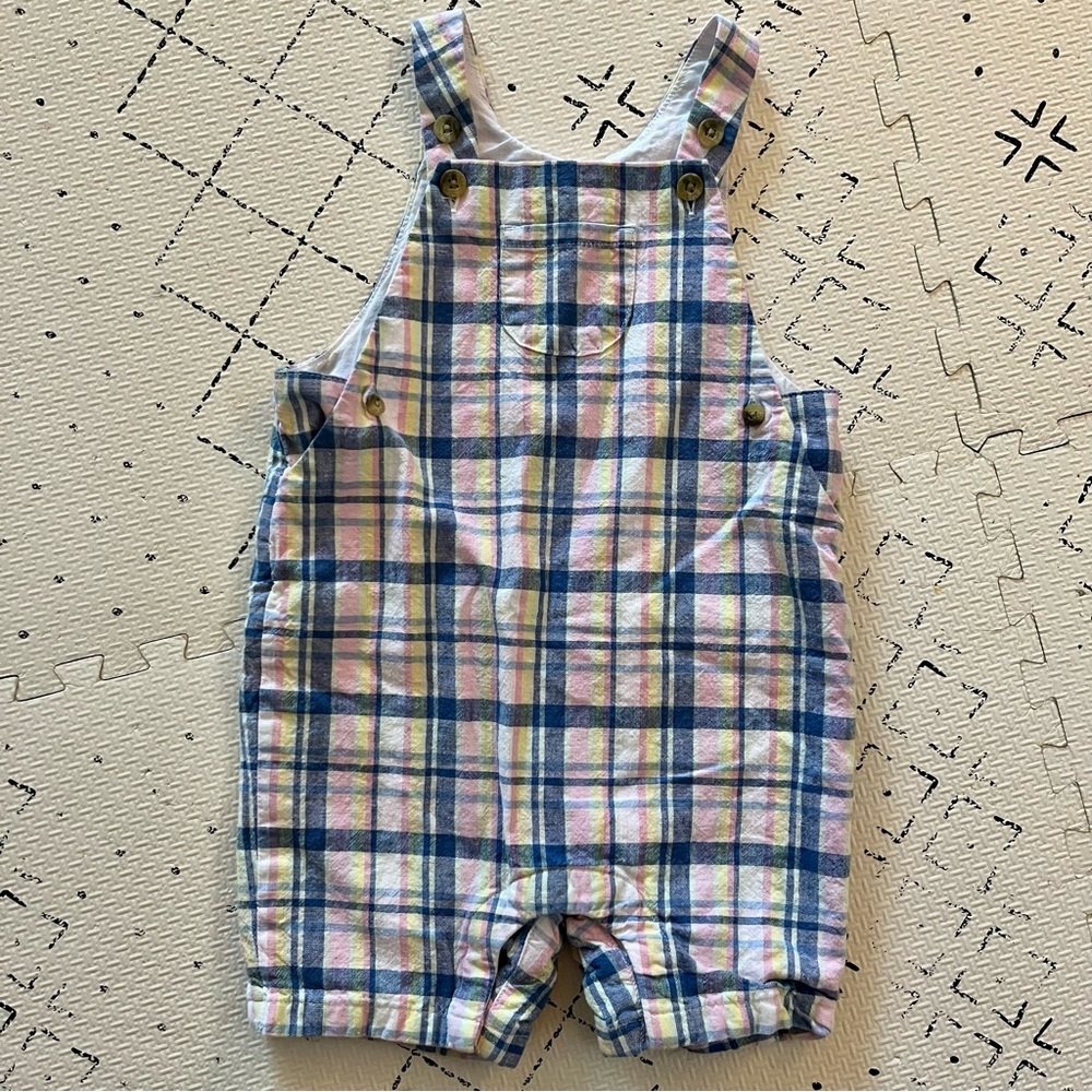 Janie and Jack 18-24M Plaid Overalls